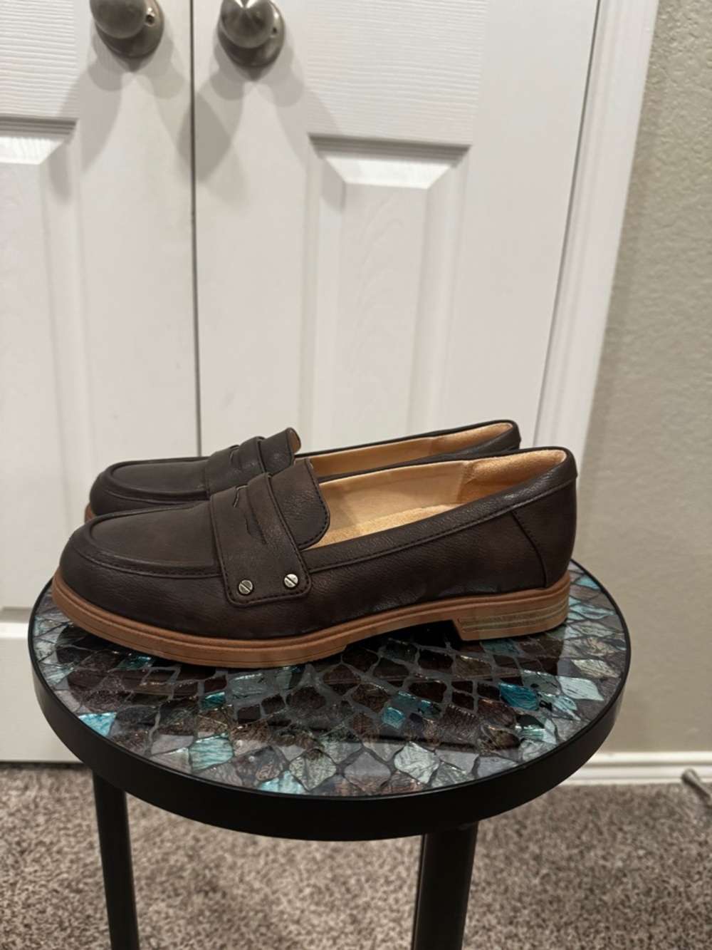 Dr. Scholl's Dark Brown Leather Women's Loafers - Picture 5 of 7